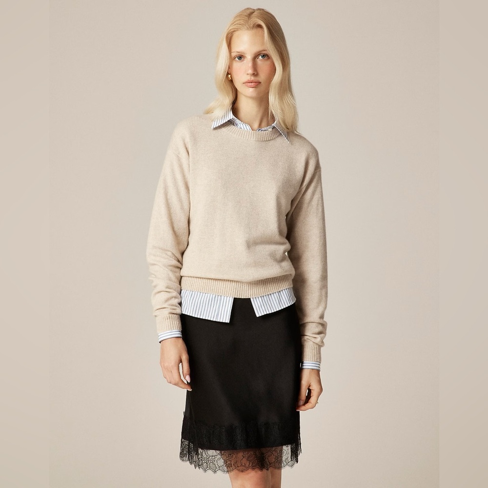 J CREW Perfect‎ cashmere crewneck sweater in Heather Linen Size XS $168 CN259
